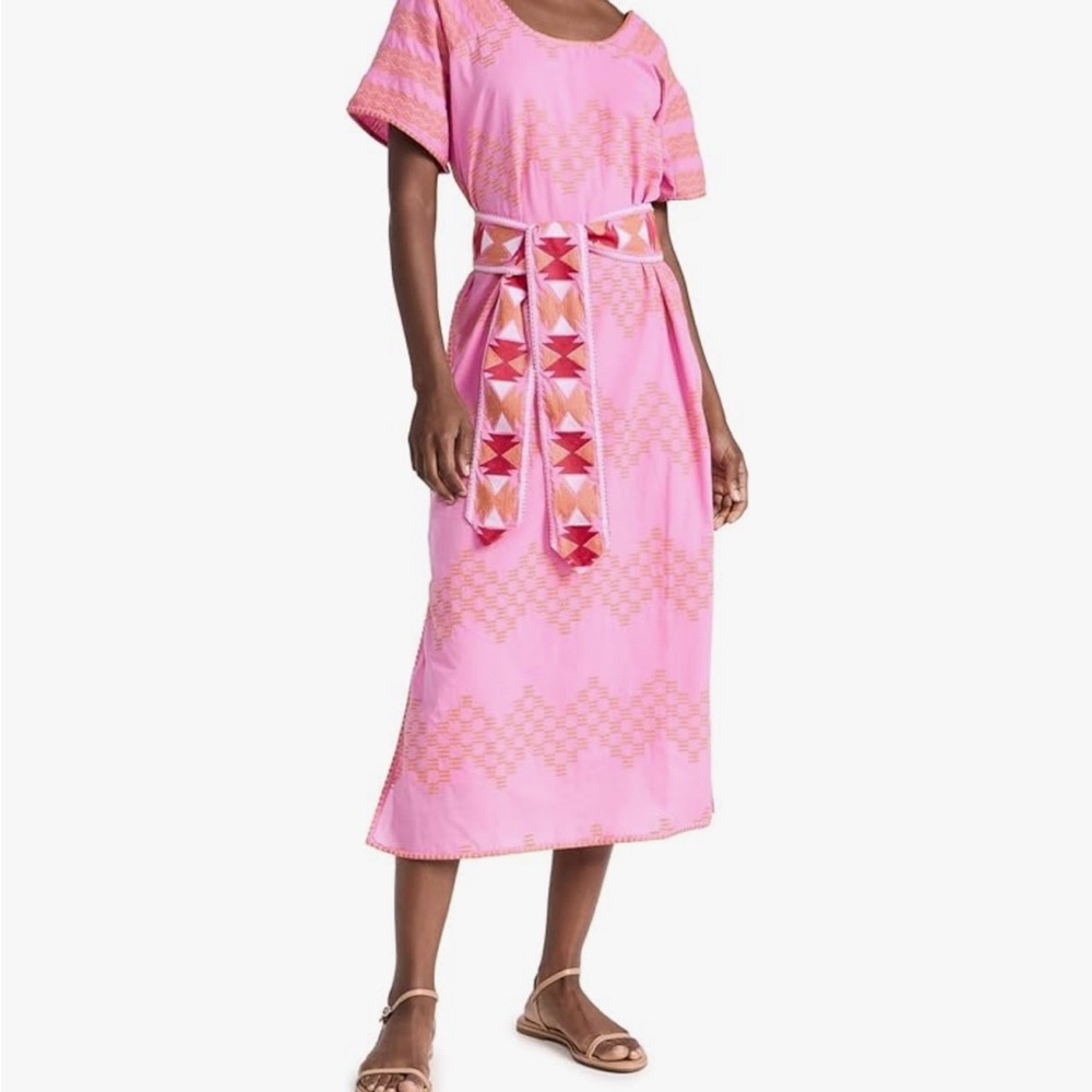 NWOT Marea by Liz Joy Women's Nosara Caftan Sz small Pink Belted Dress